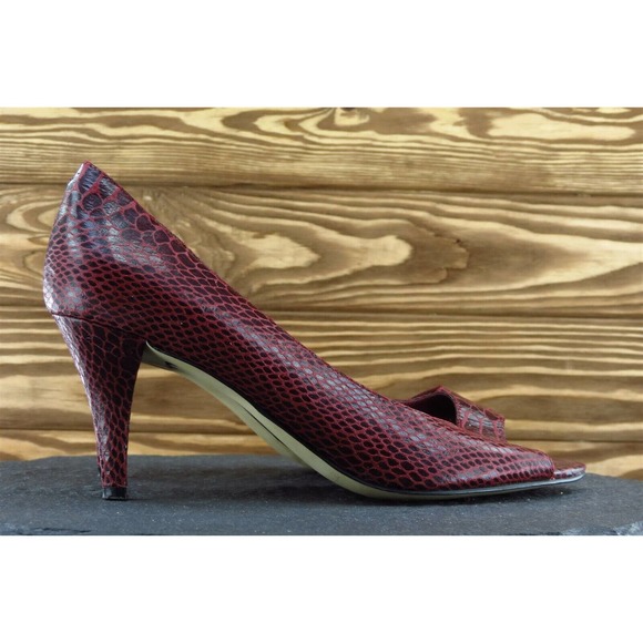 Enzo Angiolini Size 8 M Burgundy Open Toe Pump Synthetic Women - Picture 4 of 7